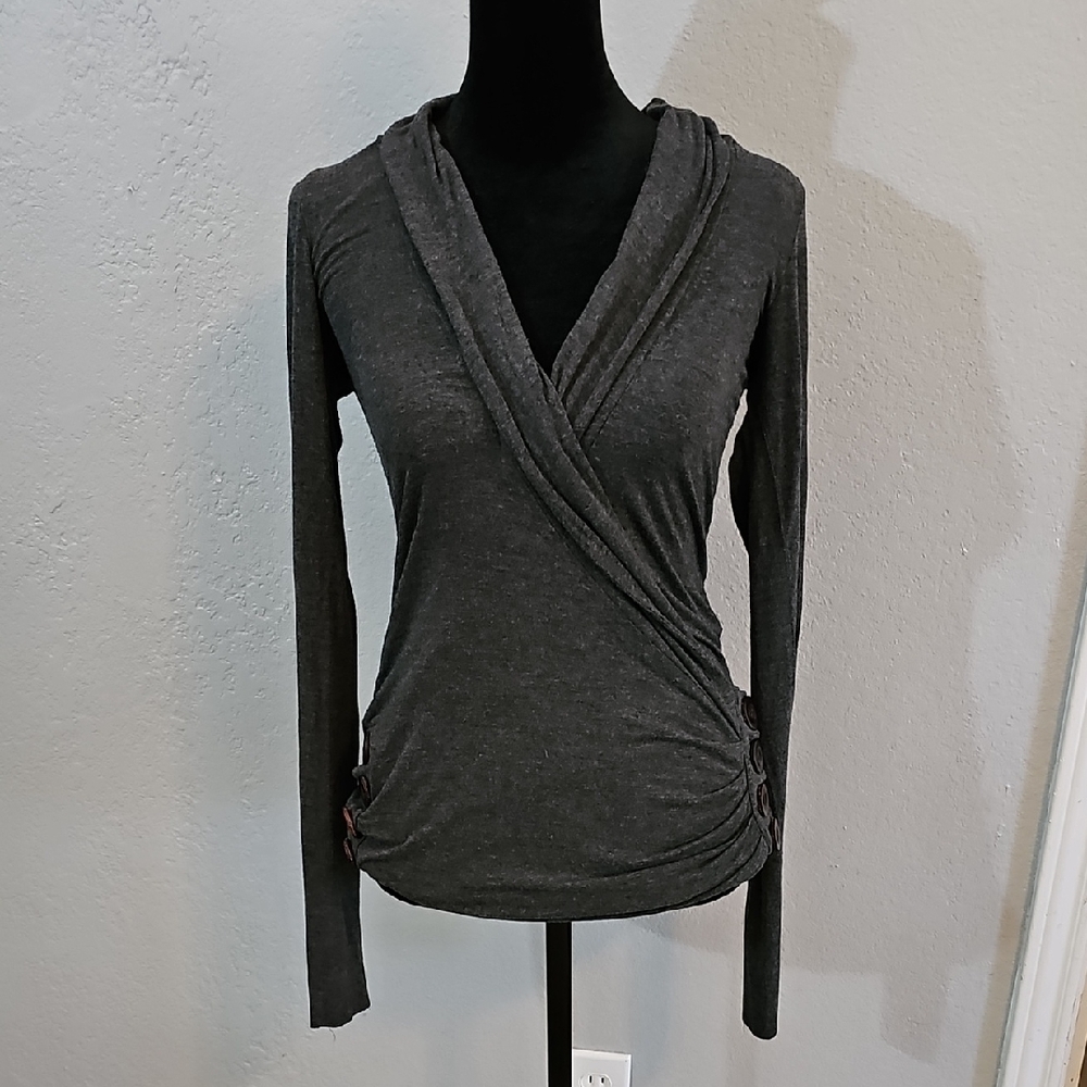 Bailey 44 Charcoal Long Sleeve Wrap Top - Womens Size XS up to Medium
